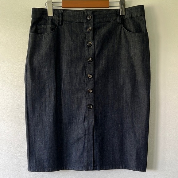Dresses & Skirts - Oui Set Button Up Dark Denim Midi Pencil Skirt